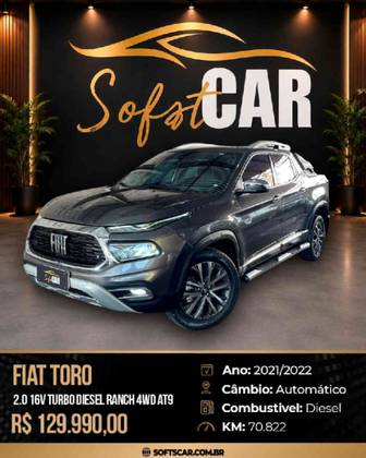 FIAT TORO 2.0 16V TURBO DIESEL RANCH 4WD AT9 FIAT TORO 2.0 16V TURBO DIESEL RANCH 4WD AT9